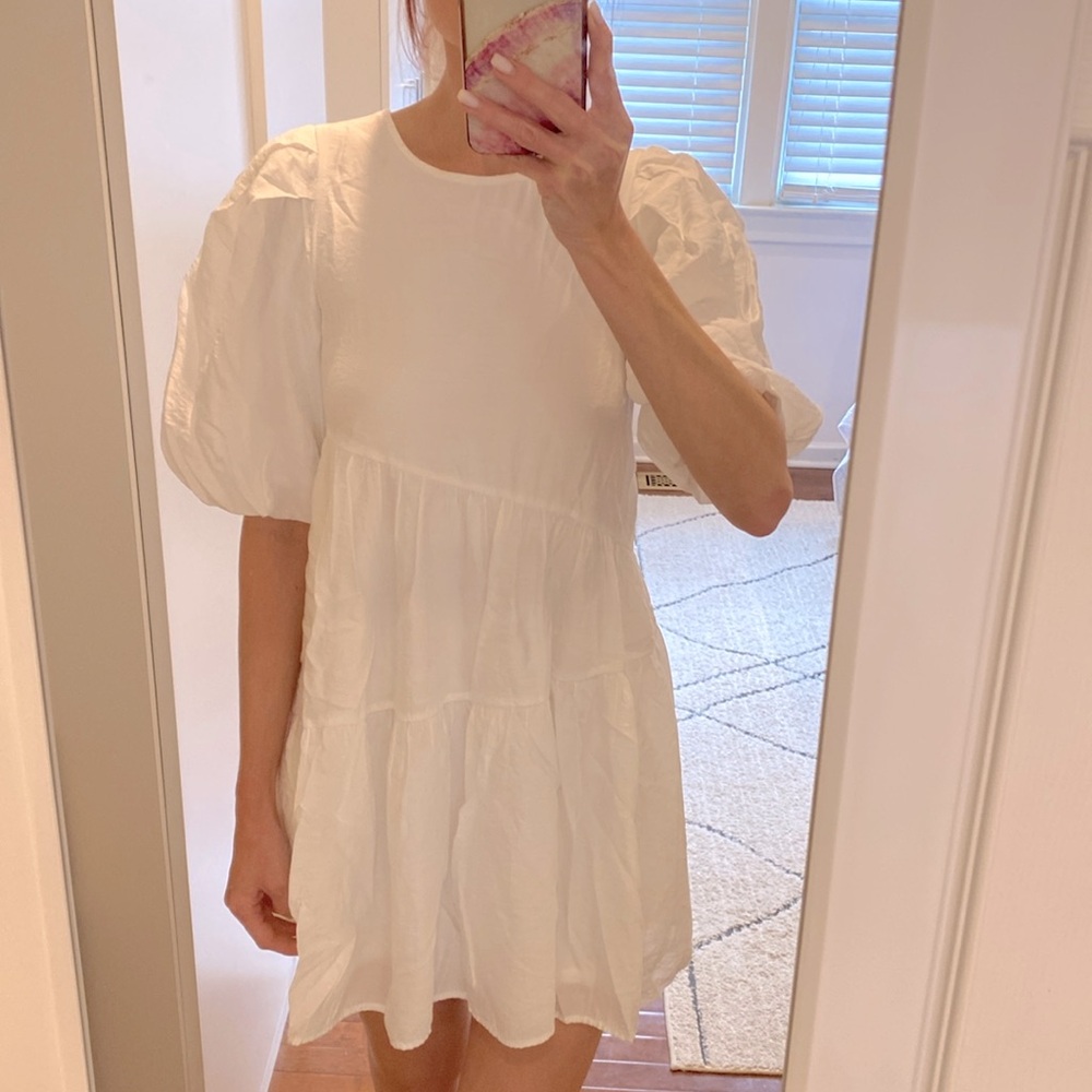 Moon river white balloon dress, size S